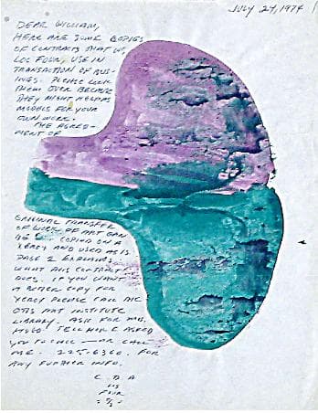 Letter from Carlos Almaraz to William Bejarano, by Carlos David Almaraz.