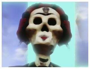 Digital work, by William Marquez Bejarano titled Calavera Frida (artist's proof), digital print, artist's proof, edition of 10, 1990.