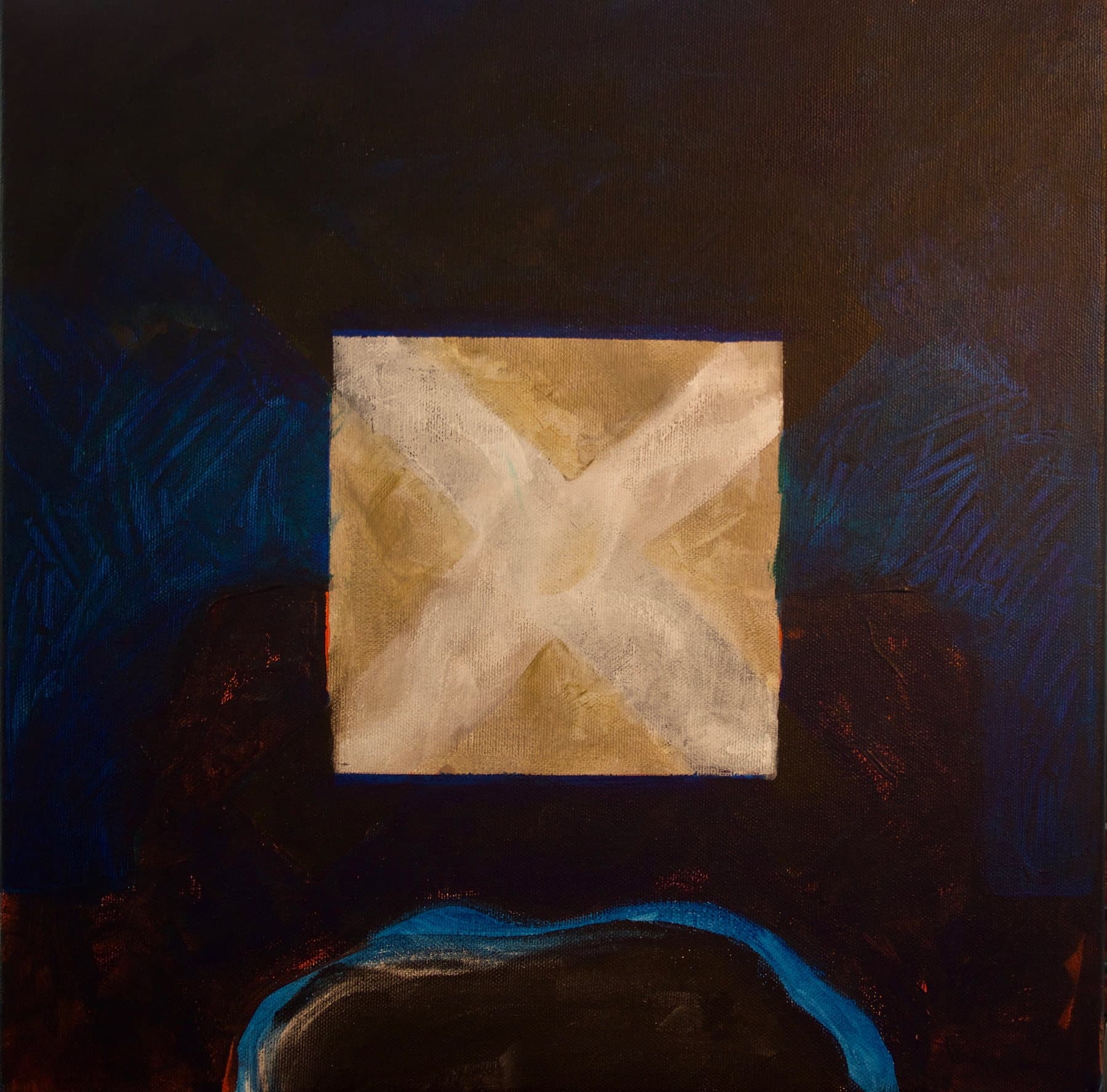 Painting, by William Marquez Bejarano titled Cross, acrylic, 12 × 12 in.