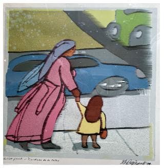 Digital work, by William Marquez Bejarano titled Cuidadosa, digital print, 1989.