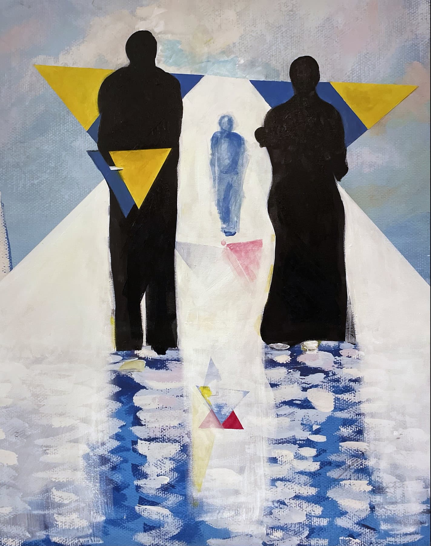 Painting, by William Marquez Bejarano titled Homage to Ukraine, acrylic on canvas, 23 × 29 in, 2023.