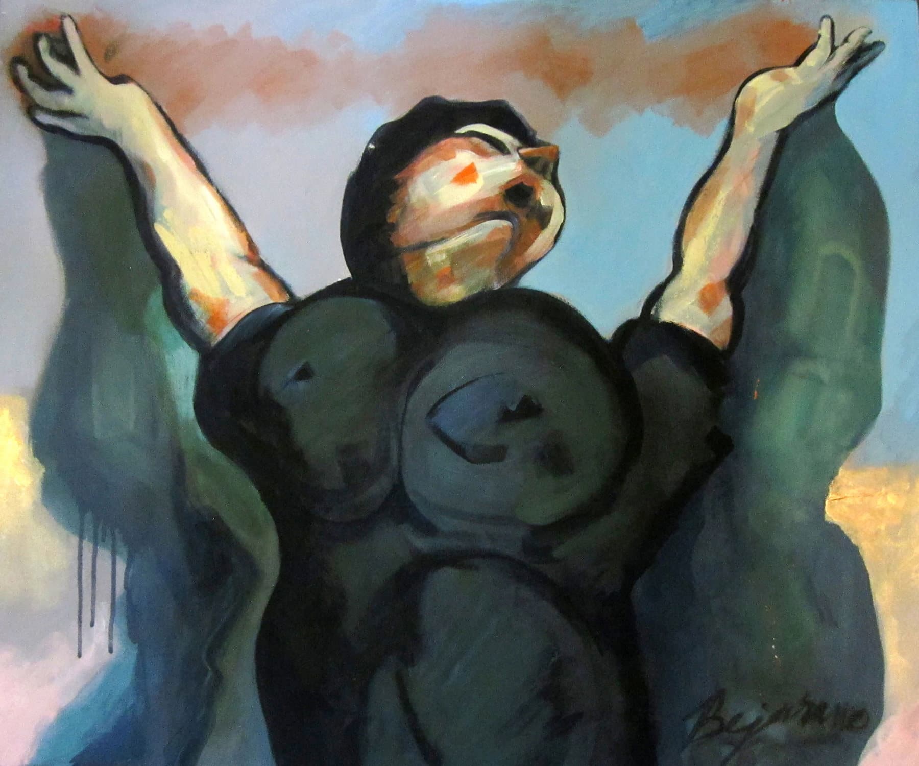 Painting, by William Marquez Bejarano titled La Cantante, 24 × 30 in, 1997.