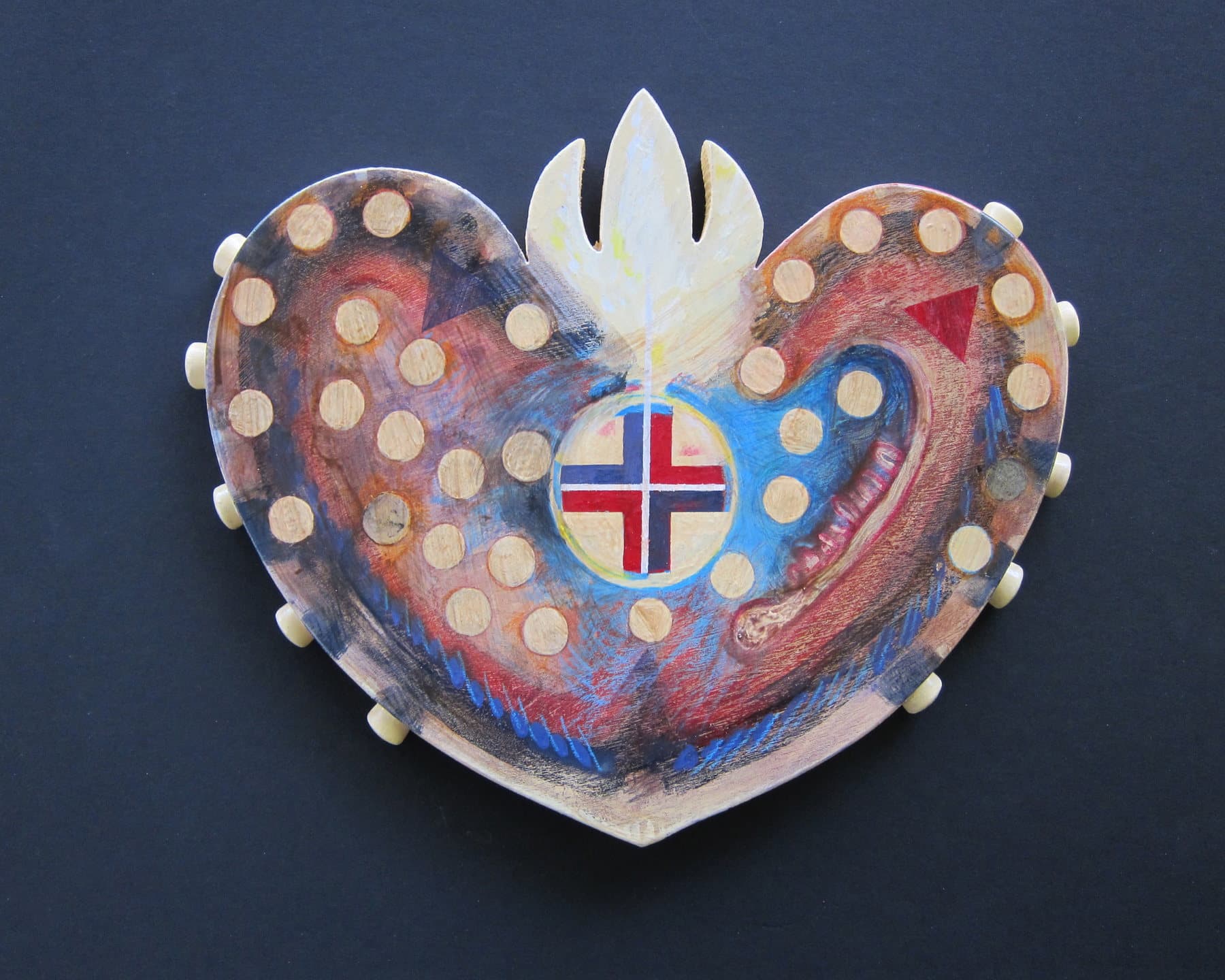 Painting, by William Marquez Bejarano titled Mi Corazón, acrylic on wood, 14 × 18 in.