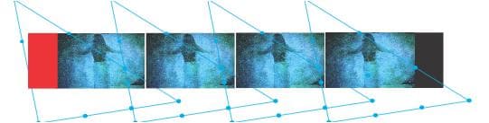 Mural, by William Marquez Bejarano titled 4-Movements, digital print on canvas, 36 × 60 in.