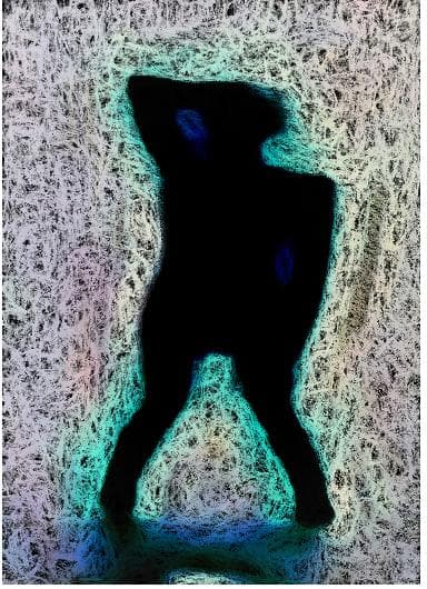 Digital work, by William Marquez Bejarano titled Mujered Cosmîca, digital print on metal, 16 × 20 in, 2022.