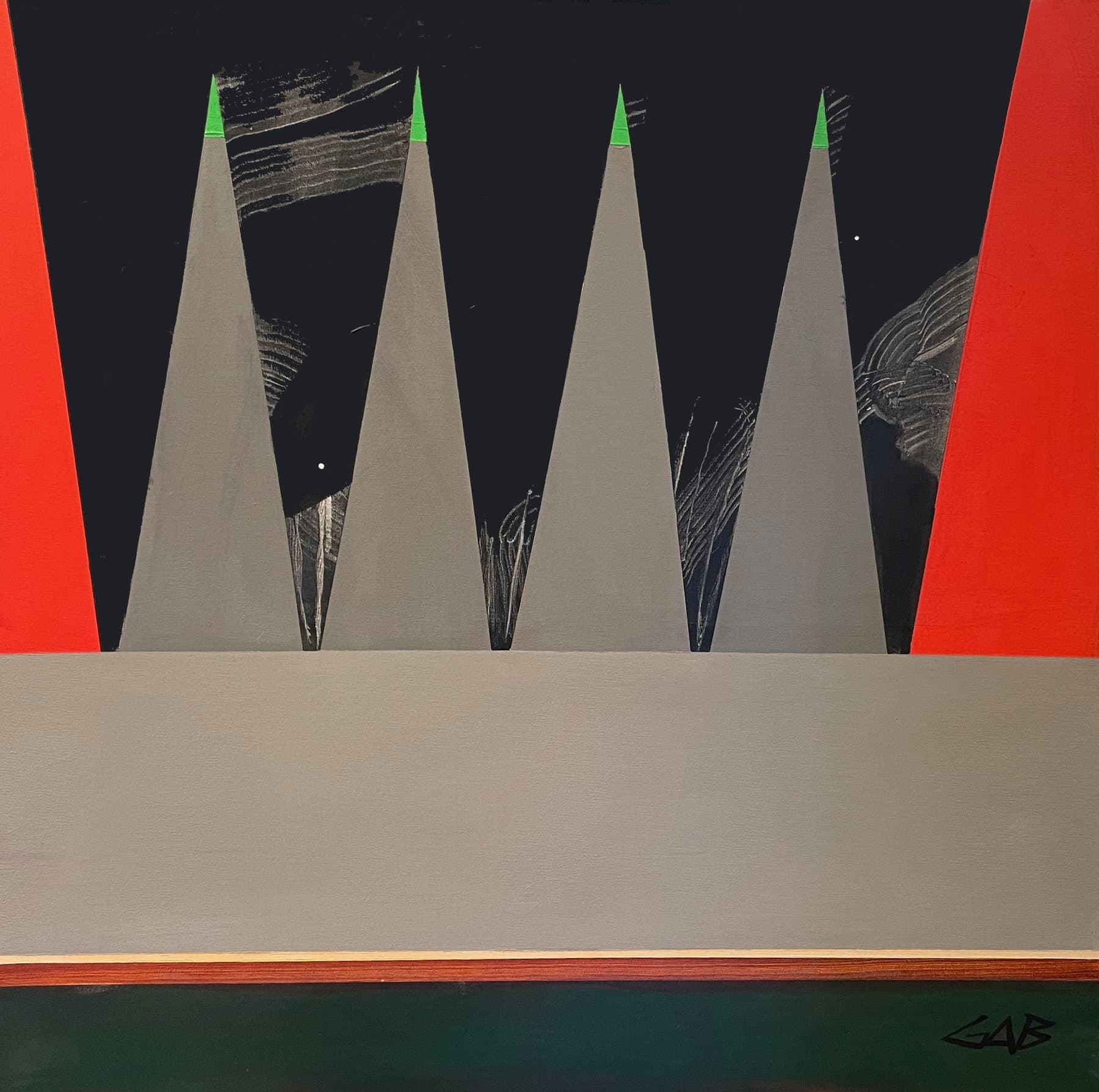 Painting, by William Marquez Bejarano titled Penticals of Forces, acrylic, 36 × 36 in, 2012.