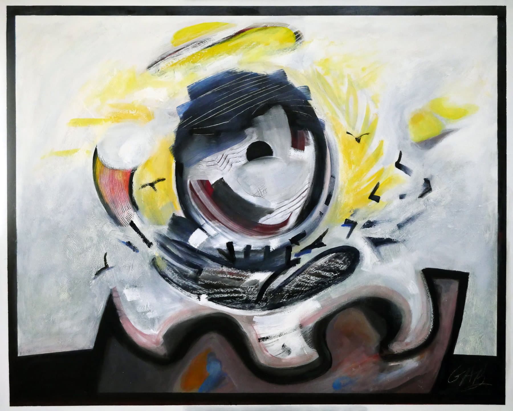 Painting, by William Marquez Bejarano titled Pescadero (Fishermen), oil, 30 × 40 in, 2003.
