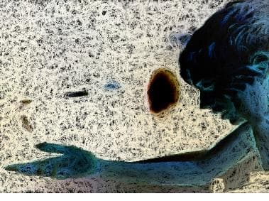 Digital work, by William Marquez Bejarano titled Slow Motion, digital print on metal, 10 × 14 in, 2023.