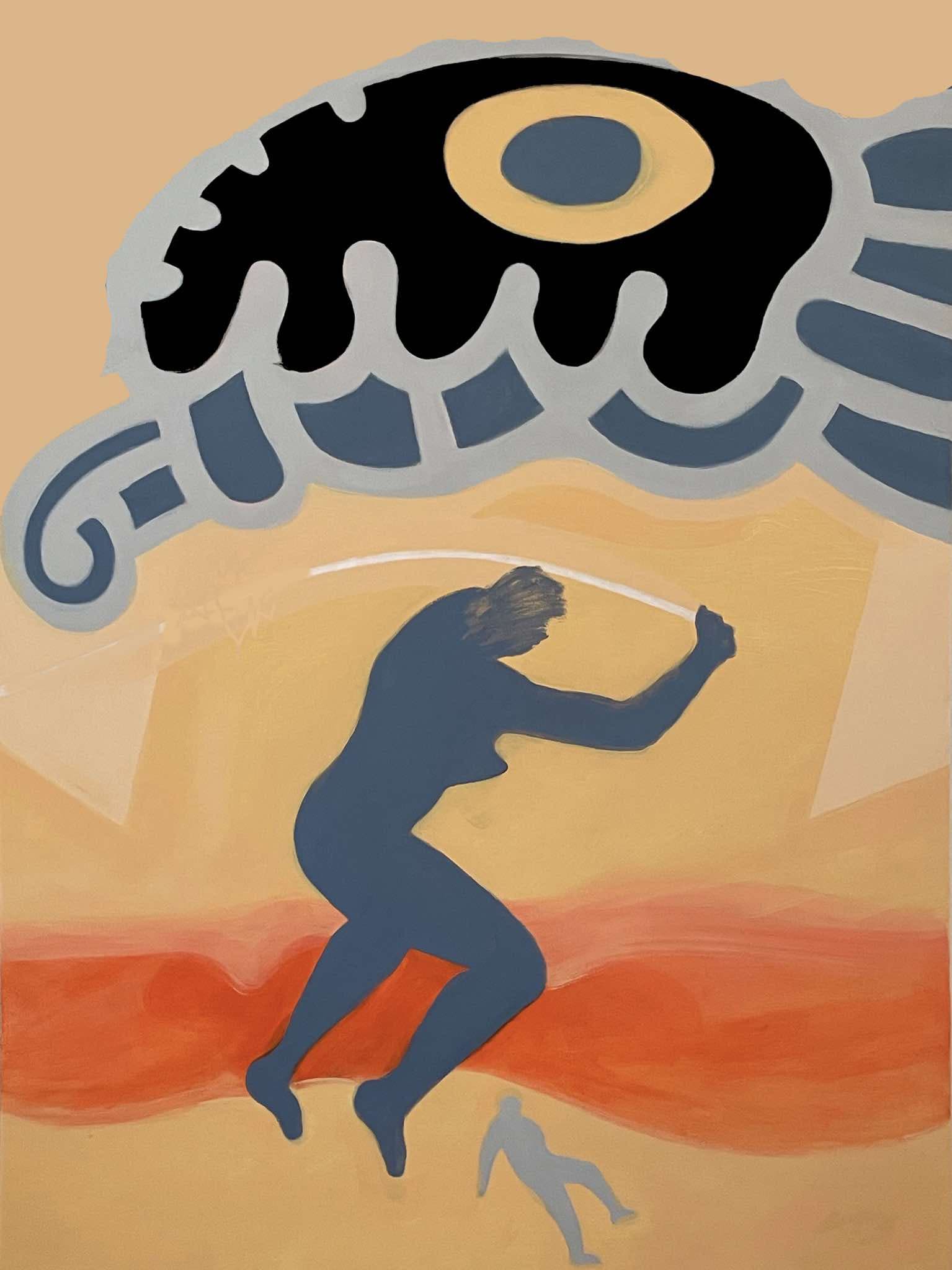 Painting, by William Marquez Bejarano titled Tribal Moon, acrylic on canvas, 36 × 48 in, 2013.