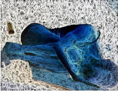 Digital work, by William Marquez Bejarano titled Untitled (#4), digital print on metal, 10 × 14 in, 2023.