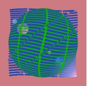 Digital work, by William Marquez Bejarano titled Spheres III, digital print, 1995.