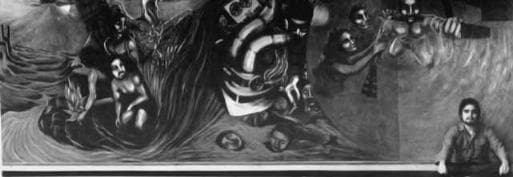 Mural, by William Marquez Bejarano titled Sixth Sun (partial view).